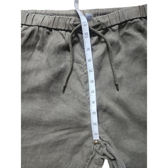 James Perse Lightweight Linen Pants Womens L Moss Green Boho Lagenlook Resort - Picture 6 of 7